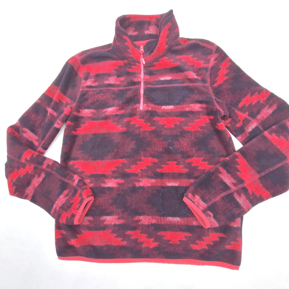 Aeropostale Pullover Womens Medium Red Tribal Fleece Quarter Zip
